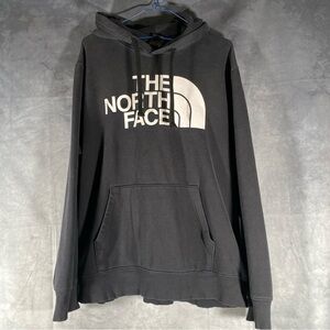 The North Face Hoodie Mens Large Black Sweatshirt Spell Out Pullover Sweater